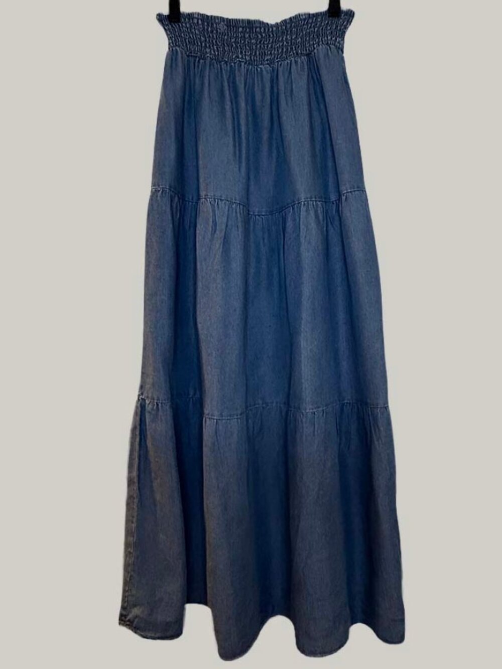 Denim appearance long skirt